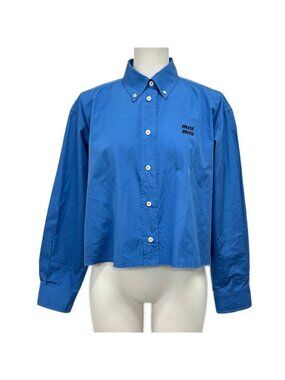 Miu Miu | Tops | S36miu Miu Light Blue Shirt With Cat Decoration
